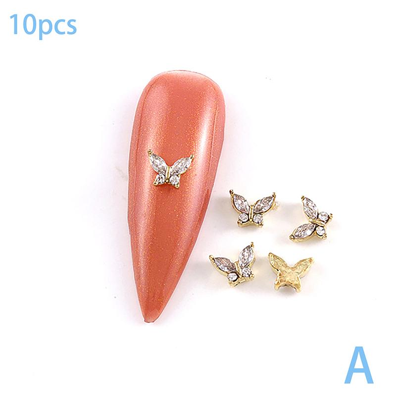 10Pcs Luxury 3D Mini 4*6Mm Crystal Butterfly Nail Art Charms Jewelry Accessories Alloy Rhinestones Nails Decoration Supplies