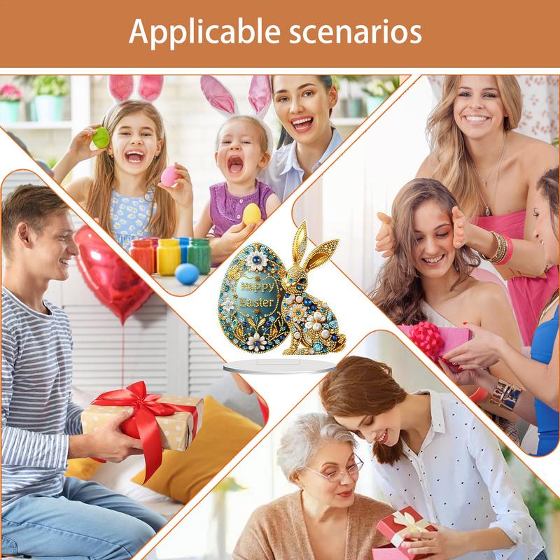 Easter Bunny Rhinestone Painting Rhinestone Decor Art Projects Easter Bunny Painting Kit Desk Decor Easter Egg Arts & Crafts 2D