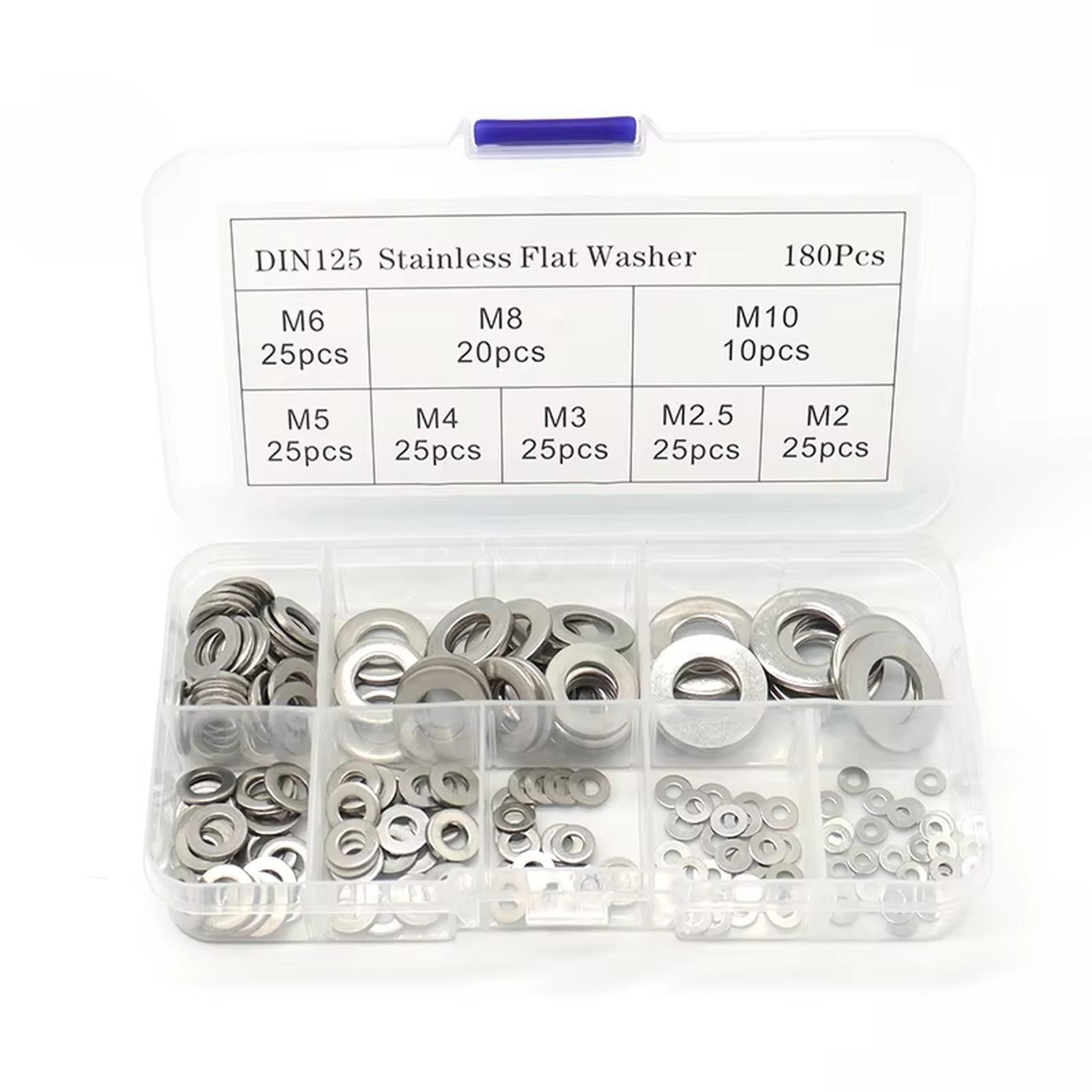 

Washers for Screws, 304 Stainless Steel Flat Washers for Bolts Assortment, Washers Set, 8 Sizes for Industrial one size срібний
