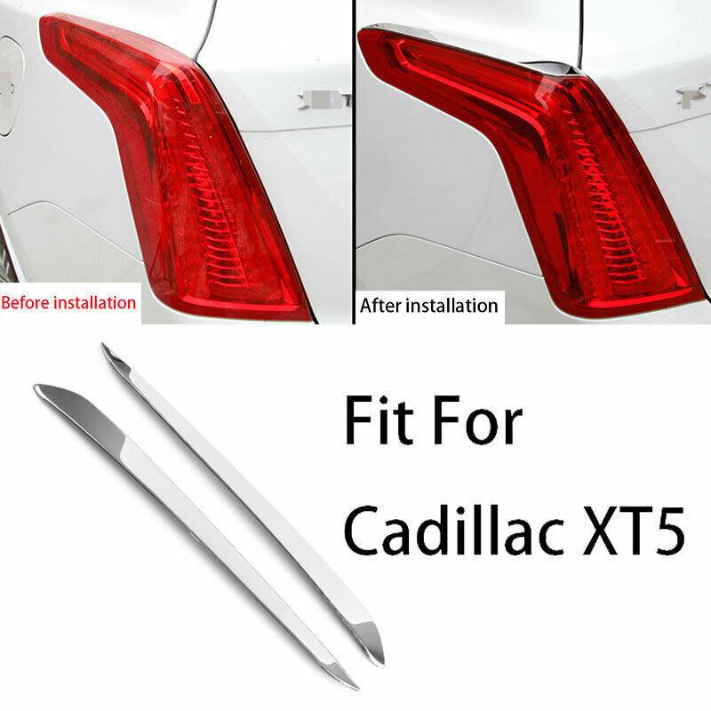 Fit For Cadillac XT5 2016- Chrome Steel Rear Tail Light Lamp Strip Trim 2Pcs