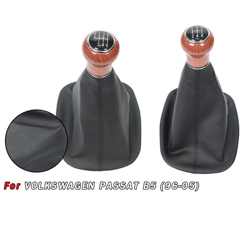 5/6 Speed Wood Grain Gear Shift Knob & Dust Boot for Volkswagen Passat B5 1996-2005 - Transmission Lever Durable Car Accessories