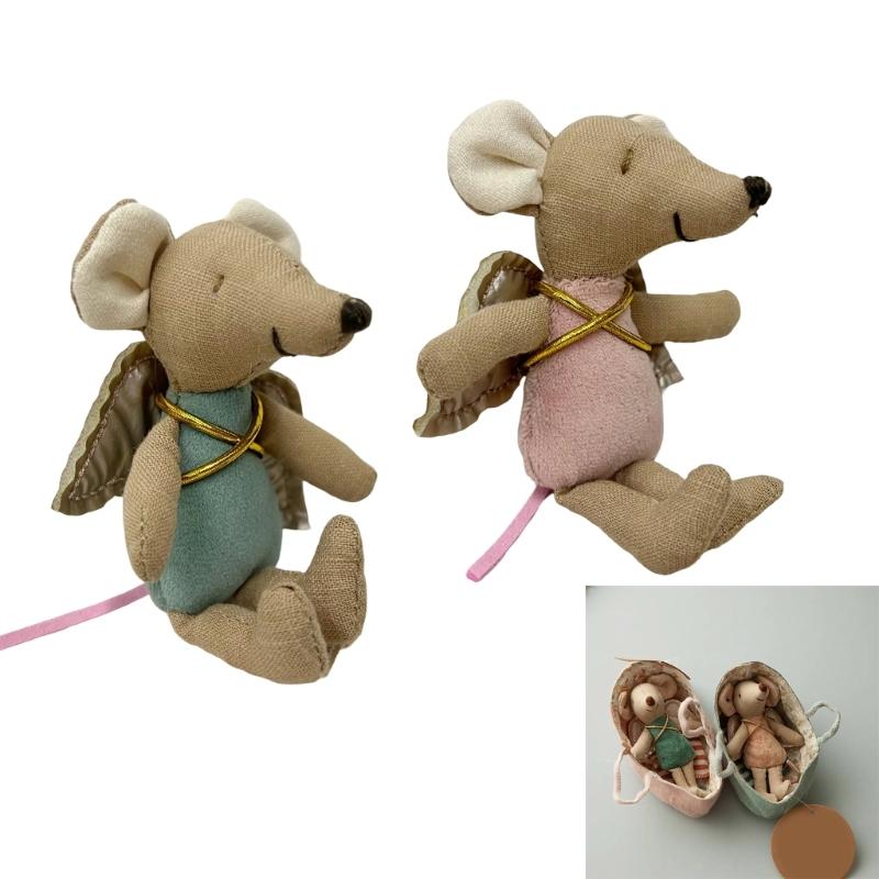 Adorable Cotton Linen Mouse Toy Creative Mouse Doll Animal Gift for Infant Photography Props and Nursery Decoration