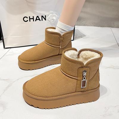 Fashion 2024 Hot Sale Women's Ankle Boots Winter New Thick Bottom Snow Boots Female Plus Velvet Thickened Hairy Cotton Shoes Woman