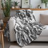 Black Floral Pattern Blanket Bohemian Bedspread Decorative Throw Blanket Floral Print Sofa Cover Home Decor