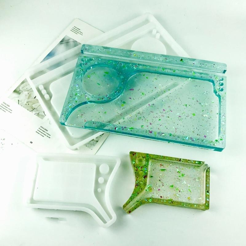 Epoxy Resin Mold with Disc Makeup Reel Cosmetic Silicone Mold Storage Tray Resin Mold for Diy Decorative Jewelry Tools