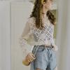 Women's Hollowed Out Cover-up Short Section Waistless Seaside Holiday Sun Shirt Long-sleeved Bohemian