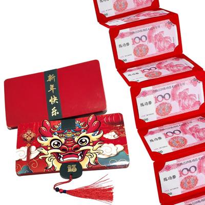 Red Envelope Chinese 2024 Dragon Year Red Bag Cute Cartoon Design Red Pocket with 6 Slot for New Year
