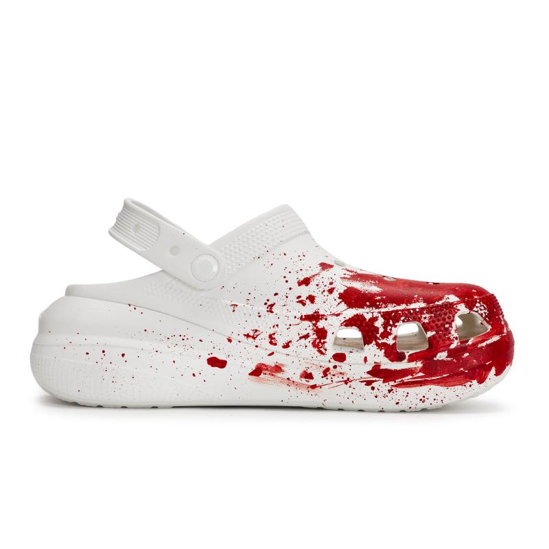 Crocs Crush Clog 811 Manufacture Investigation Scene Fluid Ink Splash Gift Box Hole Shoes Same for Unisex White Red
