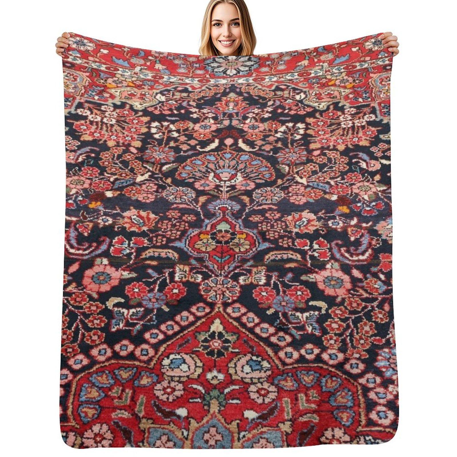Persian Carpet Throw Blanket Outdoor Soft Blanket for Picnic Beach Camping Size: 75*100cm, Weight: 230 GSM