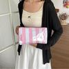 Striped Pvc Makeup Bag Waterproof Washable Zipper Cosmetic Pouch With Tassel Portable Travel Storage Hand Bag For Women Gift