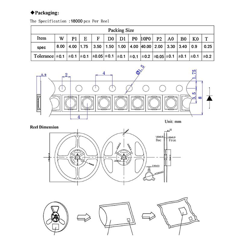 100 buc pentru iluminare de fundal LED de mare putere 2W 3.0-3.4V/6.0-6.4V 3030 94Lm alb rece iluminare de fundal LCD pentru aplicații TV EMC 3030C-W3C3