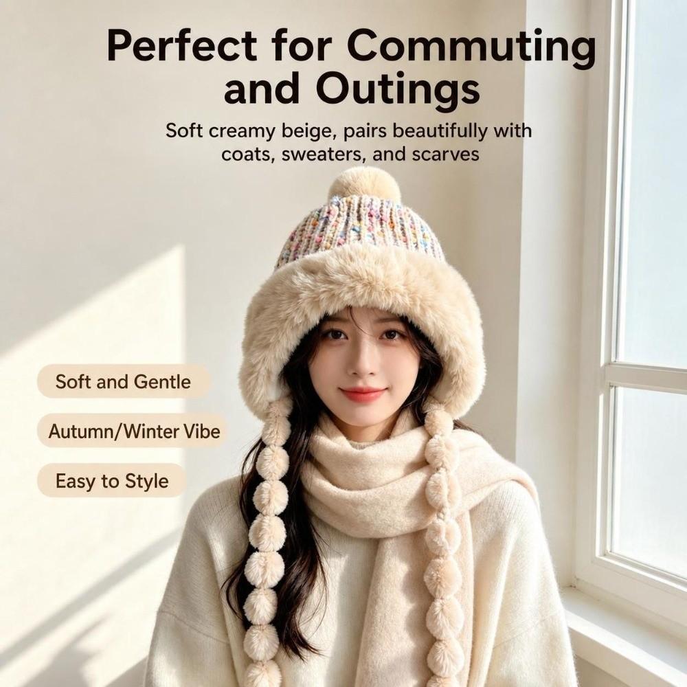Fleece Lined Stretchy Knitted Hat Soft Ear Protection Hat Fashion Colored Beans Beanie Cap Outdoor