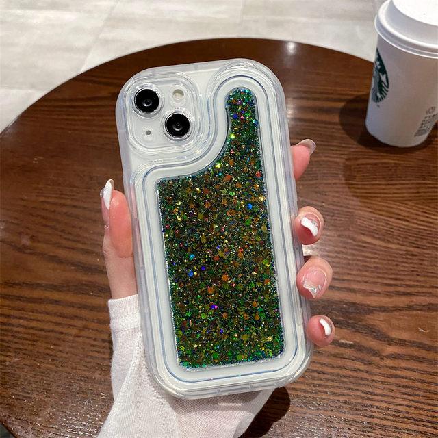 Funda de teléfono con lentejuelas epoxi y brillo degradado para Iphone 14 Pro Max 13 11 12 Pro Max 14 Plus, funda transparente de silicona a prueba de golpes