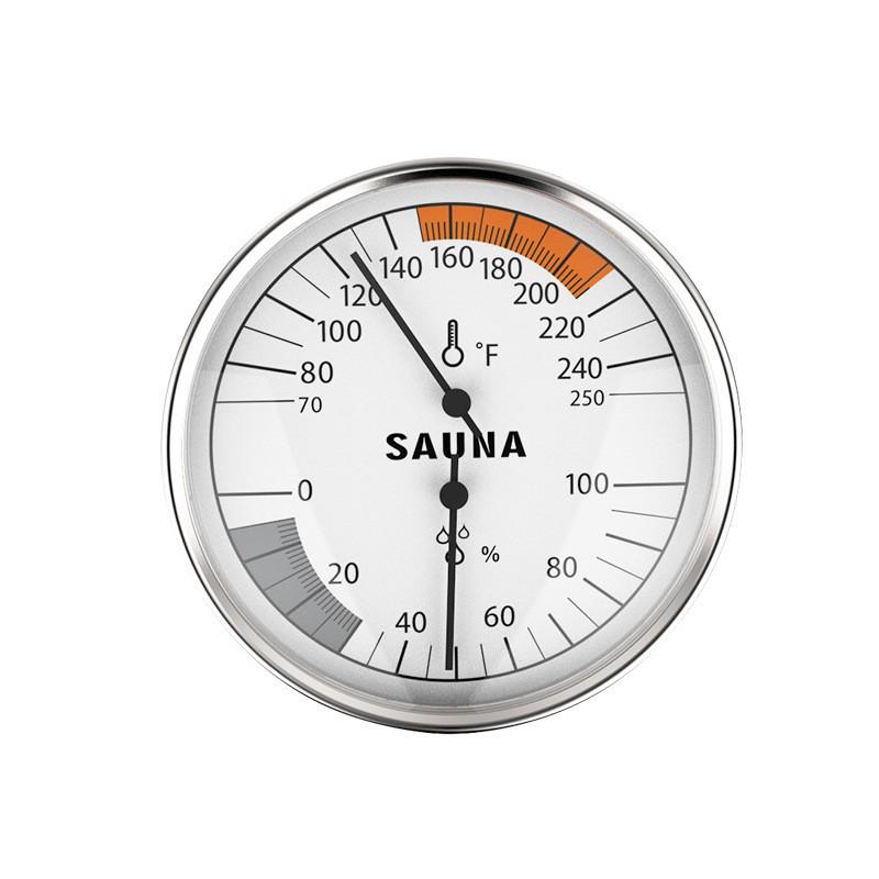 Wandgemonteerde Aluminium Thermohygrometer: Batterijvrije Hoge Temperatuur & Vochtigheidsmeter voor Sauna Stoomruimtes