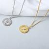 Vintage Geometric Portrait Coin Pendant Necklace Women Fashion Choker Chain Jewelry Elegant Round Medal Collarbone Accessory