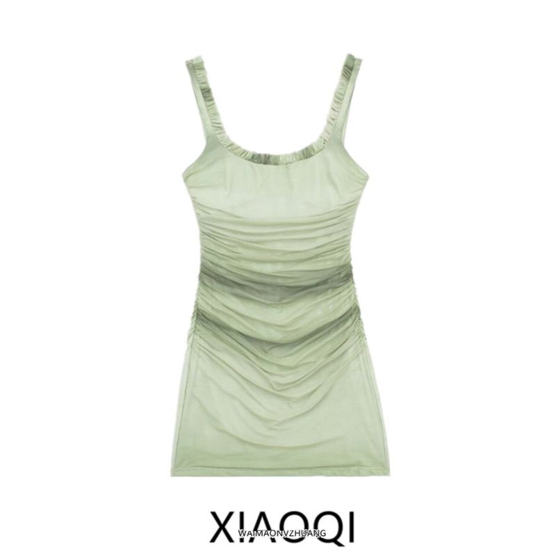 Fashion Style 2024 Spring New Arrival Women's Clothing Laminated Decoration Silk Net Print Short Dress 2390172 120