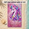 Unicorn Theme Soft Beach Towel Personalized Custom Name Text Towel Portable for Beach Pool Travel