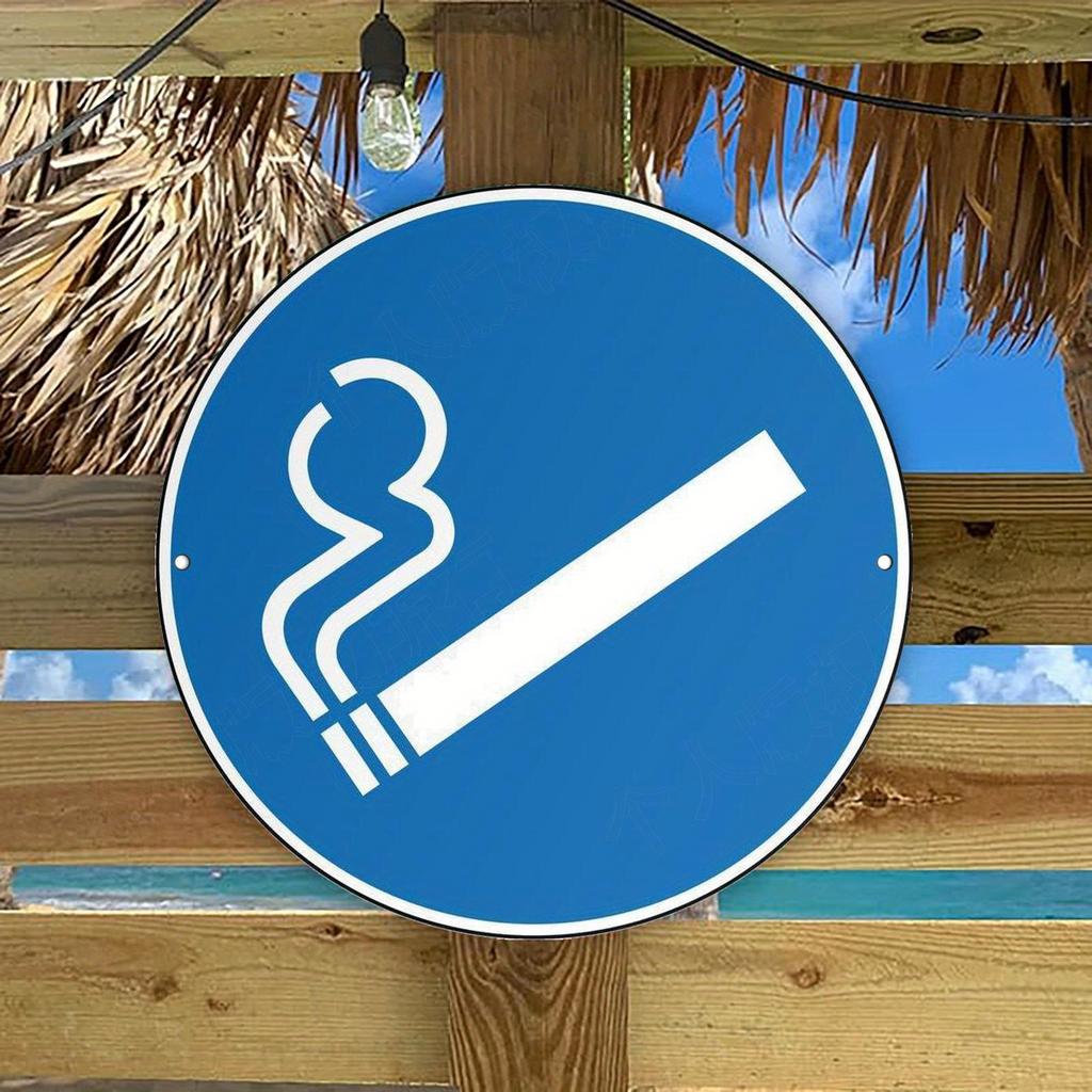 HD Tin Sign Smoking Area Symbol Round Metal Wall Art Public Facility Warning Sign Decor