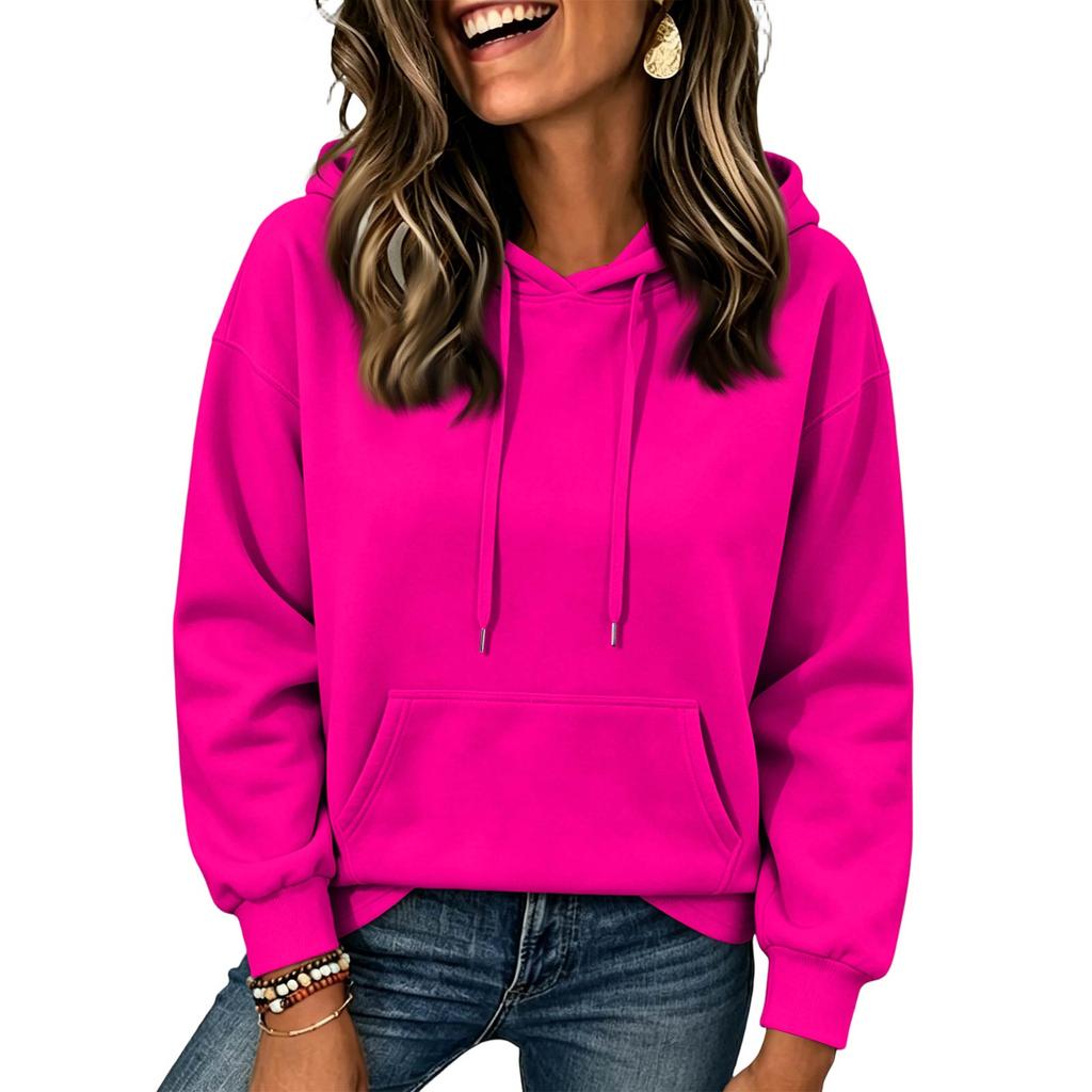 Felpa Casual da Donna Colore Spalle Cadenti Manica Lunga Pullover