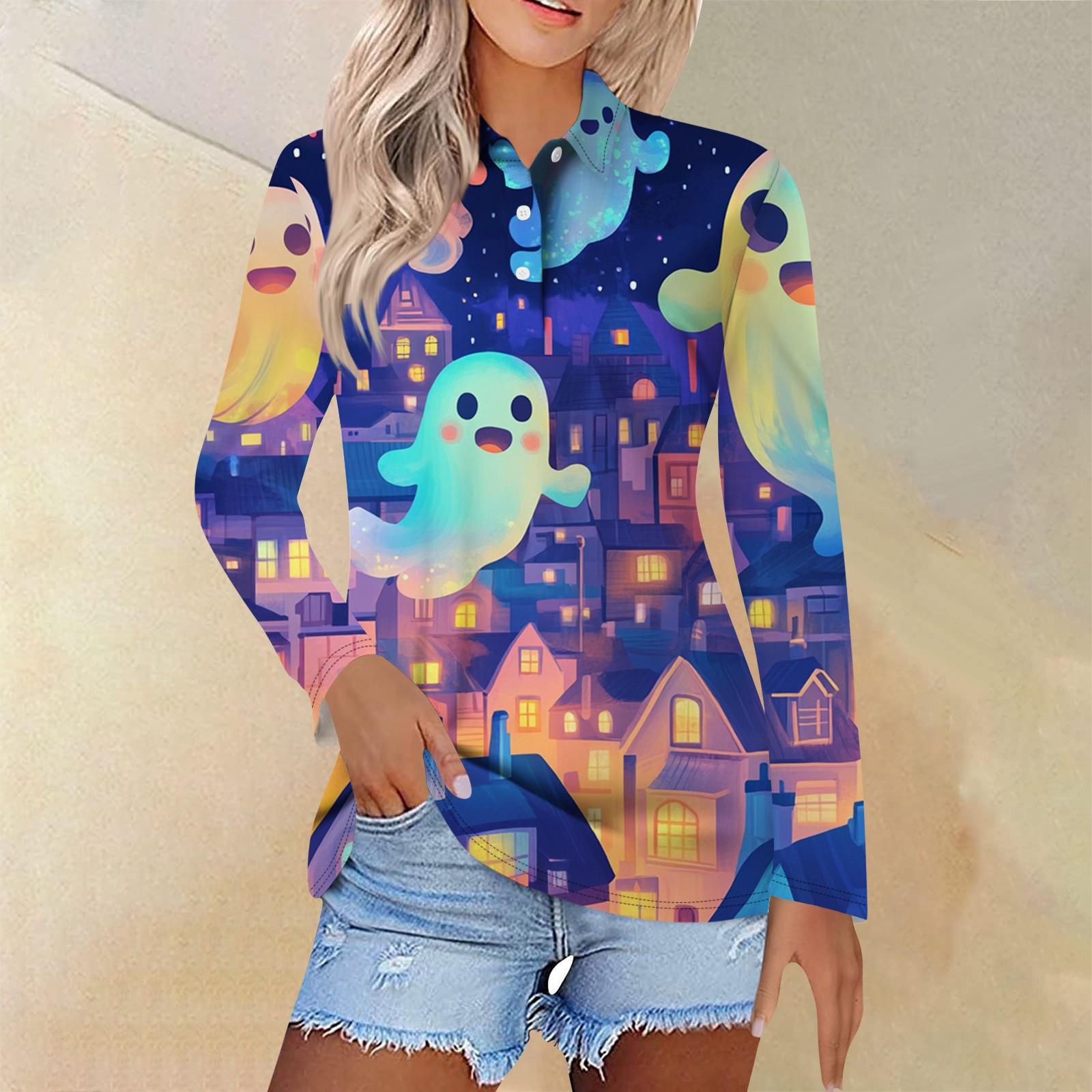 

Женская модная повседневная рубашка с отворотом и длинным рукавом с принтом, женские топы на пуговицах XXXL