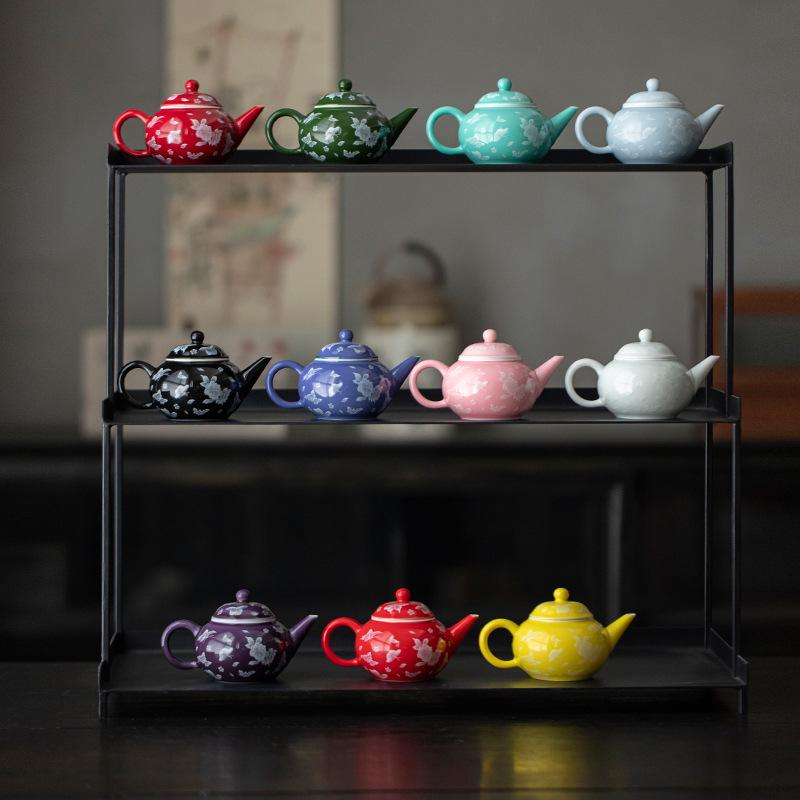 Red Xishi Ceramic Tea Pot - Elegant Chinese Style for Women, Single-Serve, Colored Glaze Design