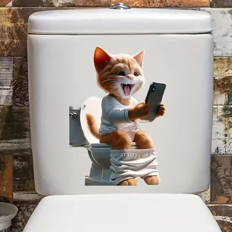 

Creative Orange Cat Toilet Sticker | Self-Adhesive, Suitable for Bedroom and Living Room Decoration, Matte Plastic, Reusable HG060