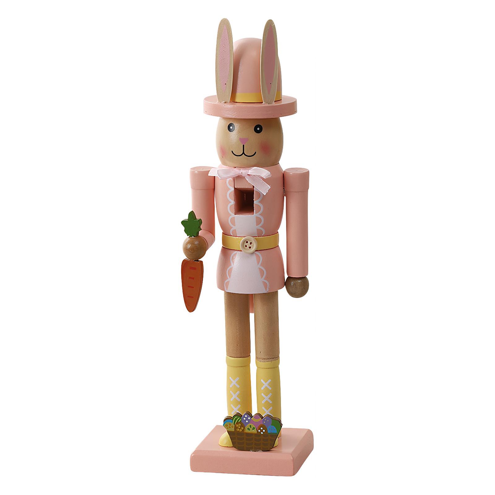

Cute Easter Wood Decorative Bunny Figurine Ornament 12 Inch Easter Decoration Tabletop Figurine for Festive Office Home