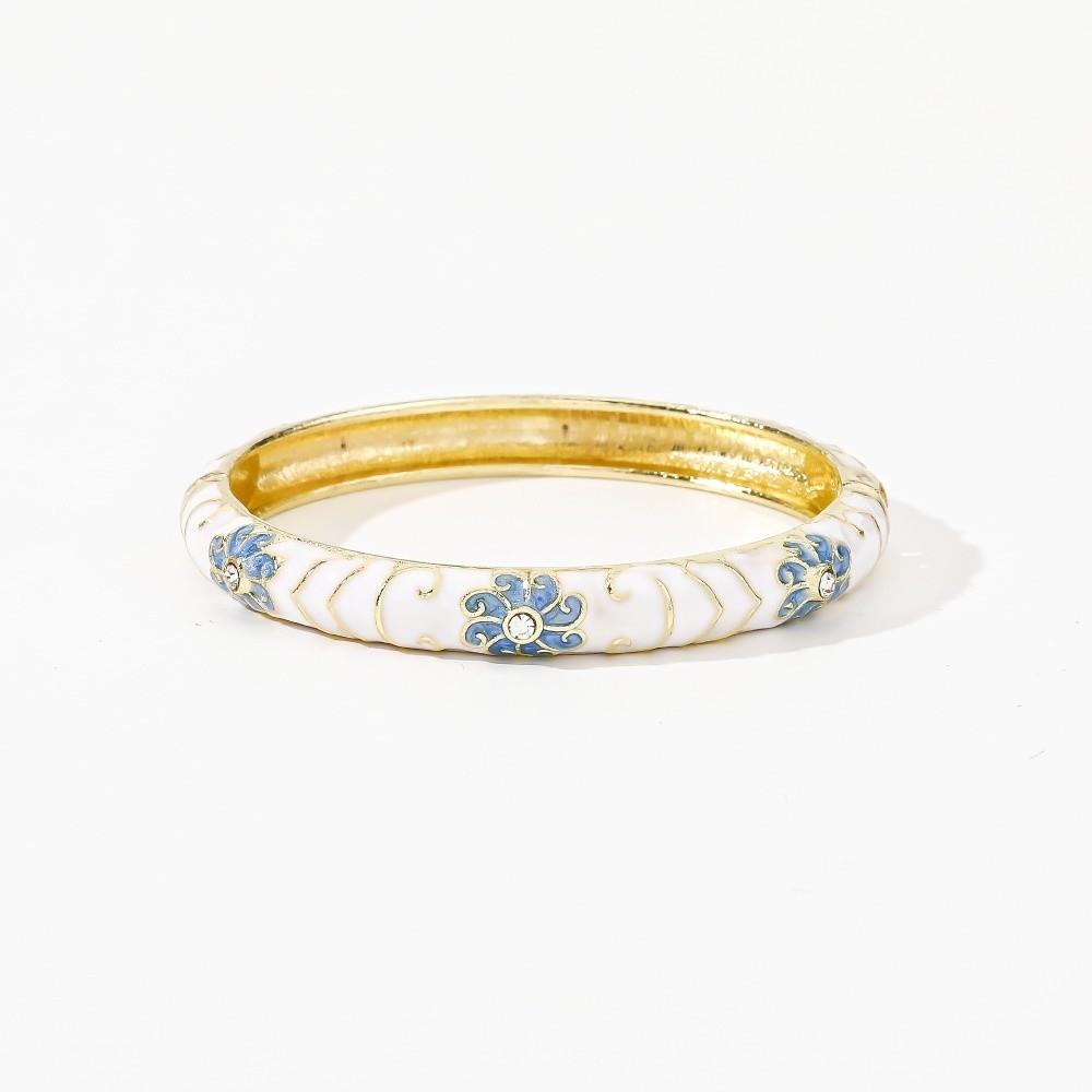 Enamel Vintage Cloisonne Bangle Big Floral Traditional Chinese Flower Bangle Classic Vintage Women's Hand Bracelet Jewelry Gifts