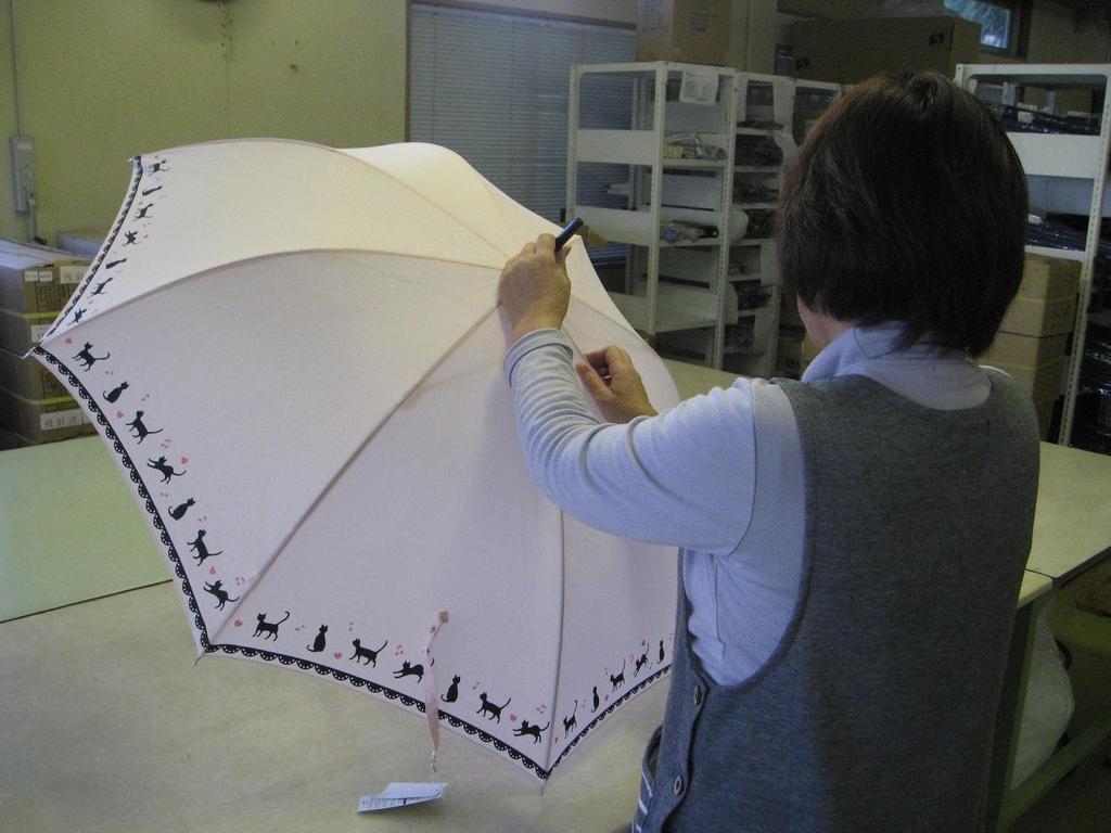 Okamoto Harajuku Store Rain Jump Cat 8 Cute and Stylish Long Black with Heart Gift Women's Umbrella, Umbrella, Pattern, Ribs, Umbrella, Cat, 60cm,