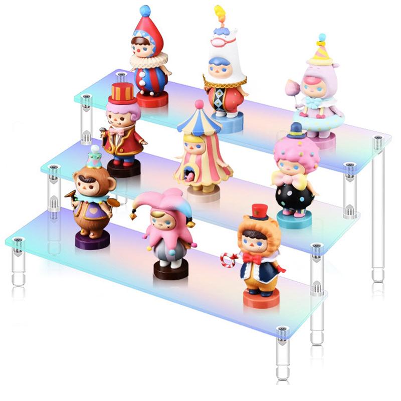 Clear Acrylic Soild Wood Display Stand for Amiibo Funko POP Figures,Cupcake Cosmetic Nail Polish Jewelry for Display Riser Shelf