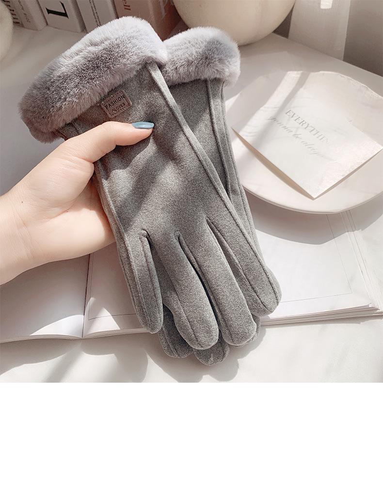 Women's Thick Warm Touchscreen Gloves: Velvet-Lined for Driving, Cycling & Skiing, Cotton & Imitation Cashmere, Perfect for Autumn & Winter.