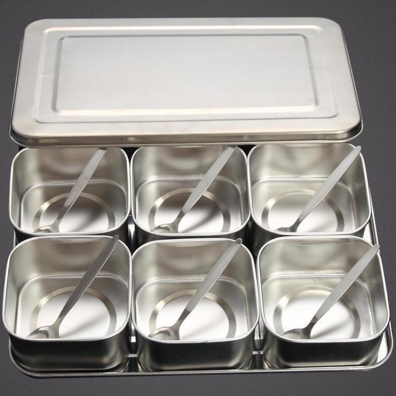 Japanese Stainless Steel Seasoning Box Set - Includes Condiment Jars with Lids