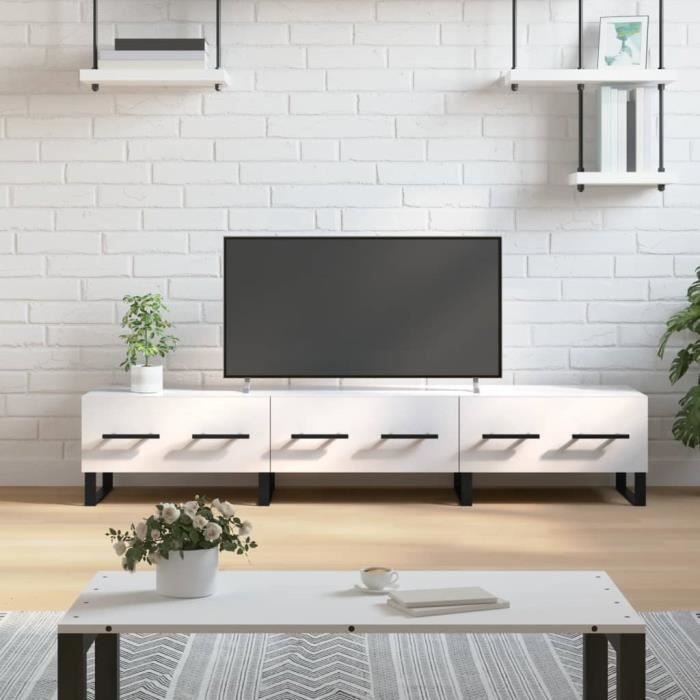 VidaXL TV Cabinet High Gloss White 150x36x30 Cm Engineered Wood 829174