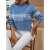 Christmas Snowflake Jacquard Sweater for Women Autumn and Winter New Half Turtleneck Pullover Long-sleeved Sweater
