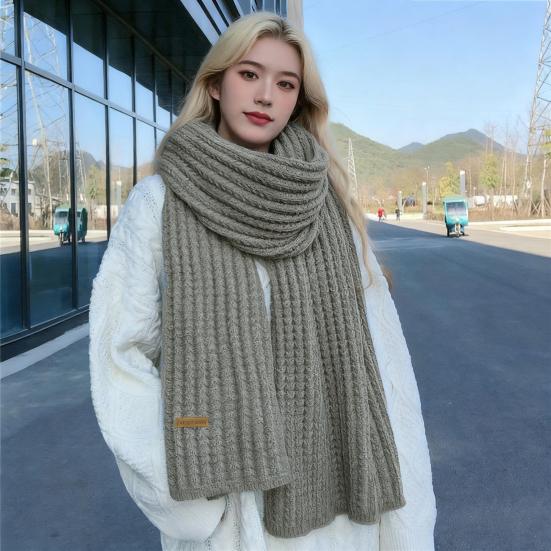 Damen Schal Verdickter Warmer Einfarbiger Schal Herbst Winter Vielseitig Bequem Stricken Langer Schal Mode Accessoire