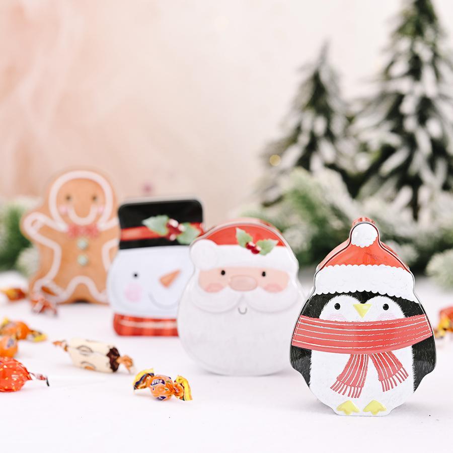 Christmas Gingerbread Man Candy Tin Box Metal Gift Container For Treats Cookies Xmas Holiday Party New Year Packaging Decor
