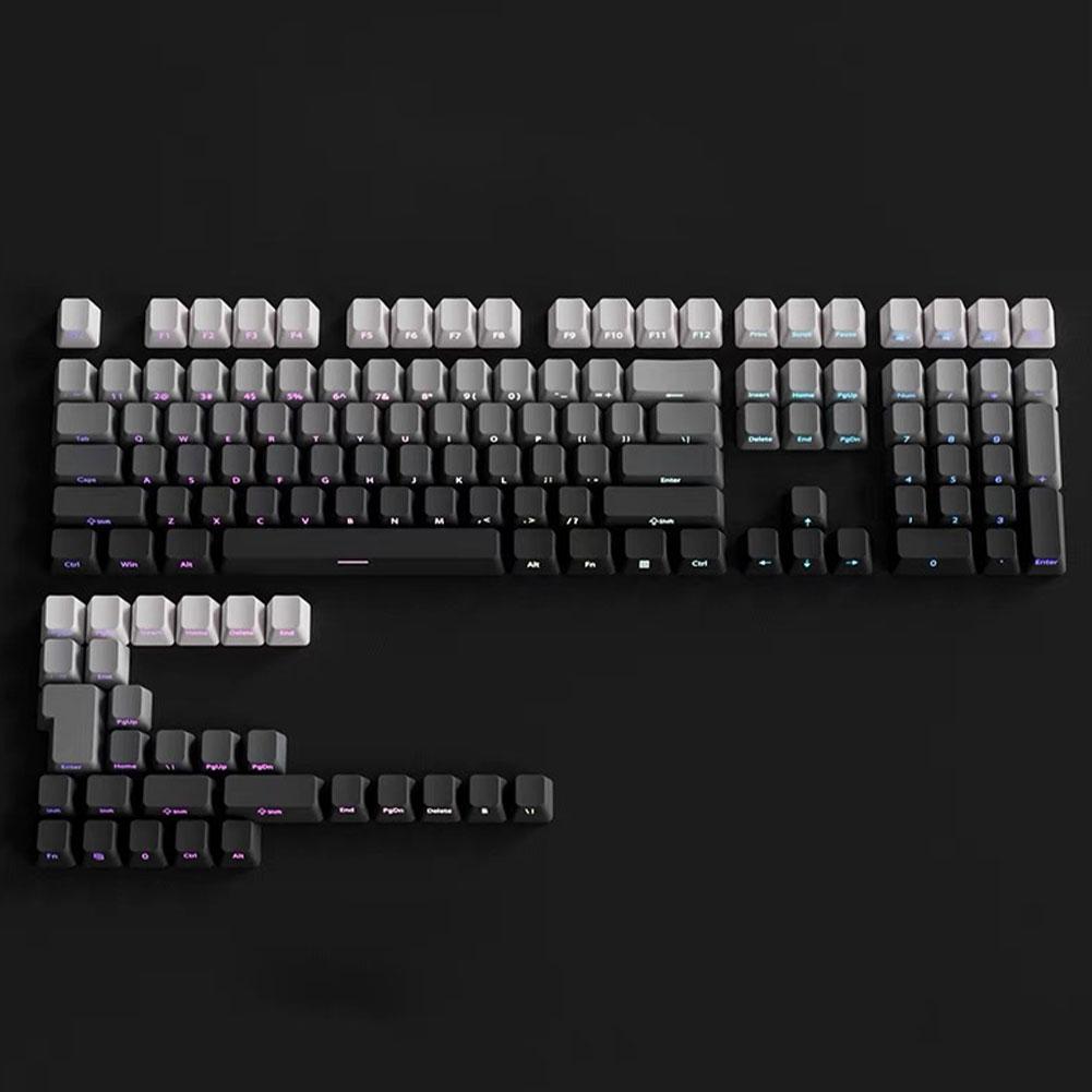 130+ Keys Gradient Keycaps Side Printed Shine Through PBT Double Shot OEM Profile for MX Switches Gaming Keyboard Caps