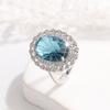 Haute Couture Blue Women's Ring 925 Silver Plated Natural Blue Topaz Women's Ring Cocktail Party Jewelry Gift