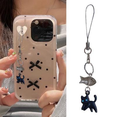 Çok Fonksiyonlu Anahtarlık Seyahat Dostu Kedi Telefon Askısı Akrilik Alaşım Doku Telefon Aksesuarı Günlük Kullanım İçin