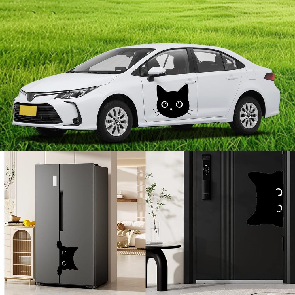 ZQX Car Decal Black Cat Cute Hidden Scratch Funny Car Sticker Motorcycle Funny Cat