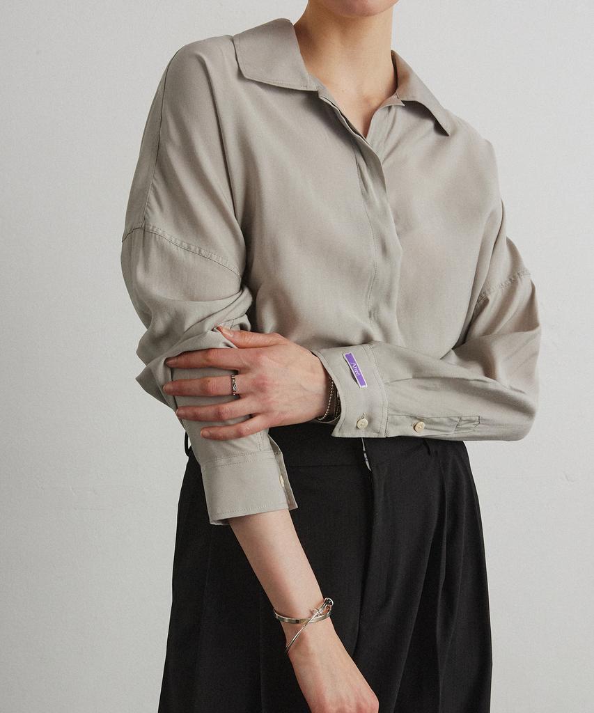 Aheule Hidden Placket Shirt_Beige