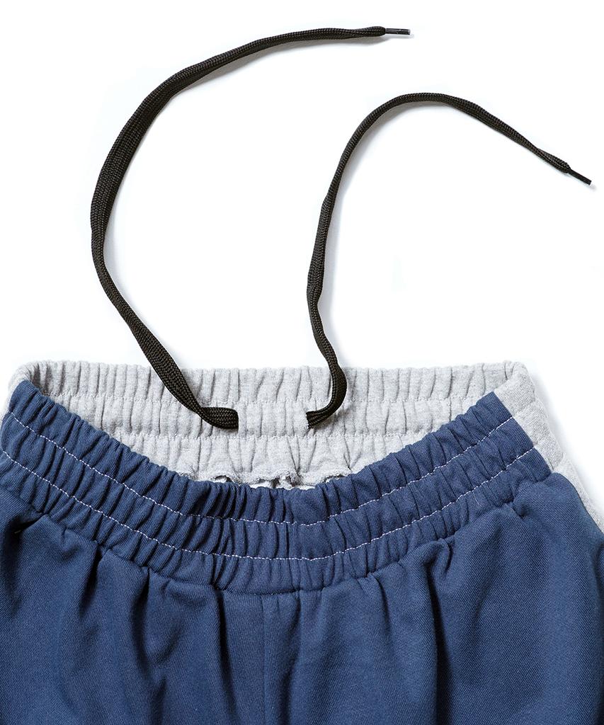 GAKKAI UNIONS One-Pleat Wide Sweat Mix Pants Gray/Navy