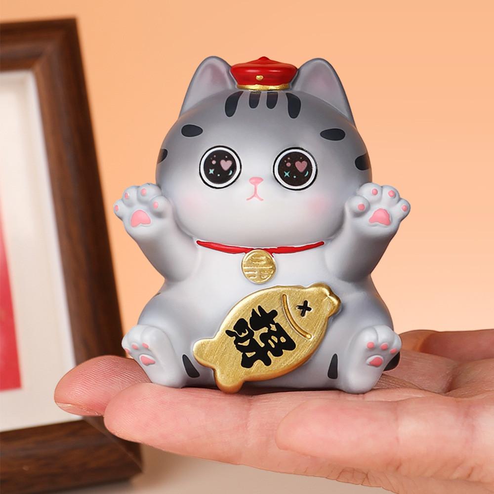 Feng Shui Cat Resin Craft Decorations With Prosperity Symbols For Wedding And Party Gifts