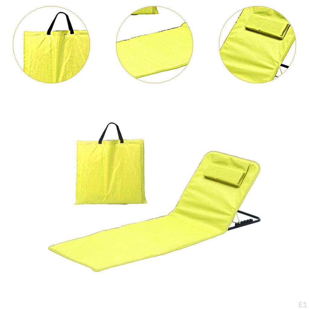 Adjustable Backrest Beach Lounger with Carry Bag, Lightweight Folding Chair for Outdoor Relaxation