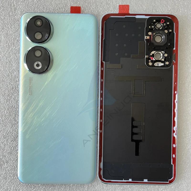 Новинка для Honor 90, задняя крышка из закаленного стекла для Honor 90 5G, задняя крышка, дверной корпус + крышка вспышки + объектив камеры синий