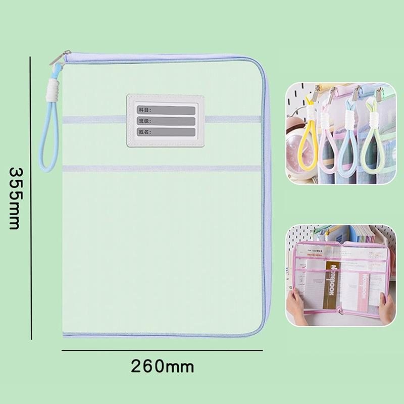 

A4 Stationery Storage Bag Double-Layer Mesh Zipper Bag Large Capacity Organizer Folders School Office Supplies Stationary Bag A2