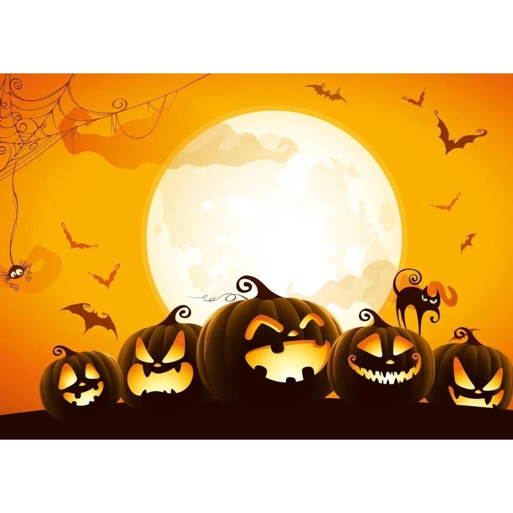 A Classic Vintage Wall Art Pumpkin Black Cat Ghost Painter Halloween Night, Printed Poster, Home Living Room Bedroom Decoration