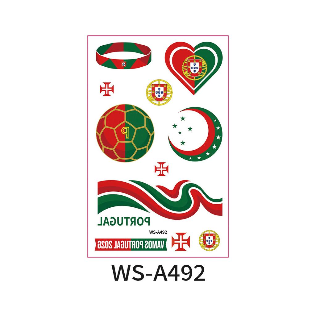 World Cup Argentina Belgium Fans Flag Face Sticker Waterproof Competition Game Tattoo Sticker