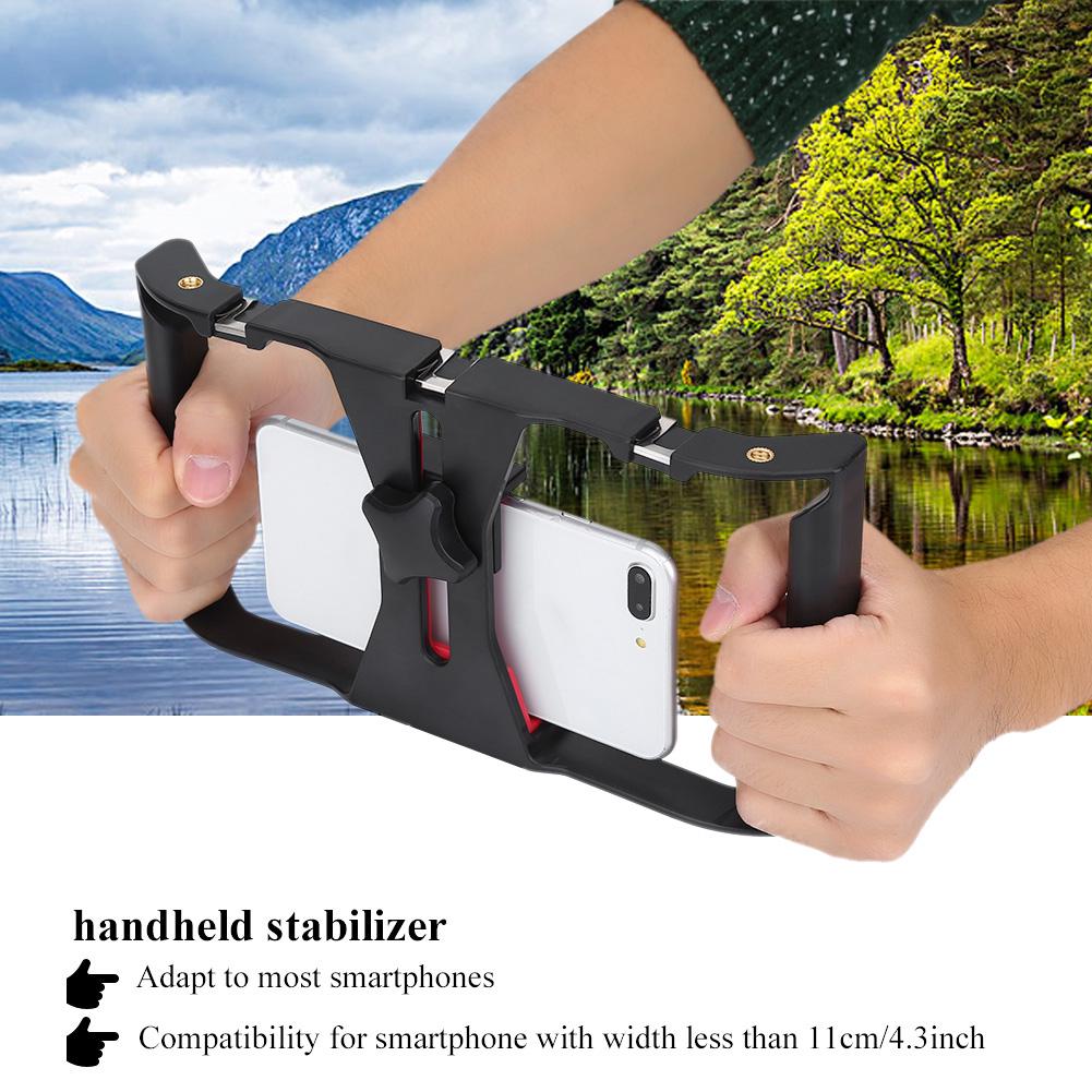 Portable Dual Hanlde Handheld Phone Adjustable Stabilizer Support Recording Rig