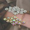 1Pc Crystal Ab Sew On Rhinestones Applique Gold / Silver Bottom Flatback Clear Sewing For Wedding Hat Bag
